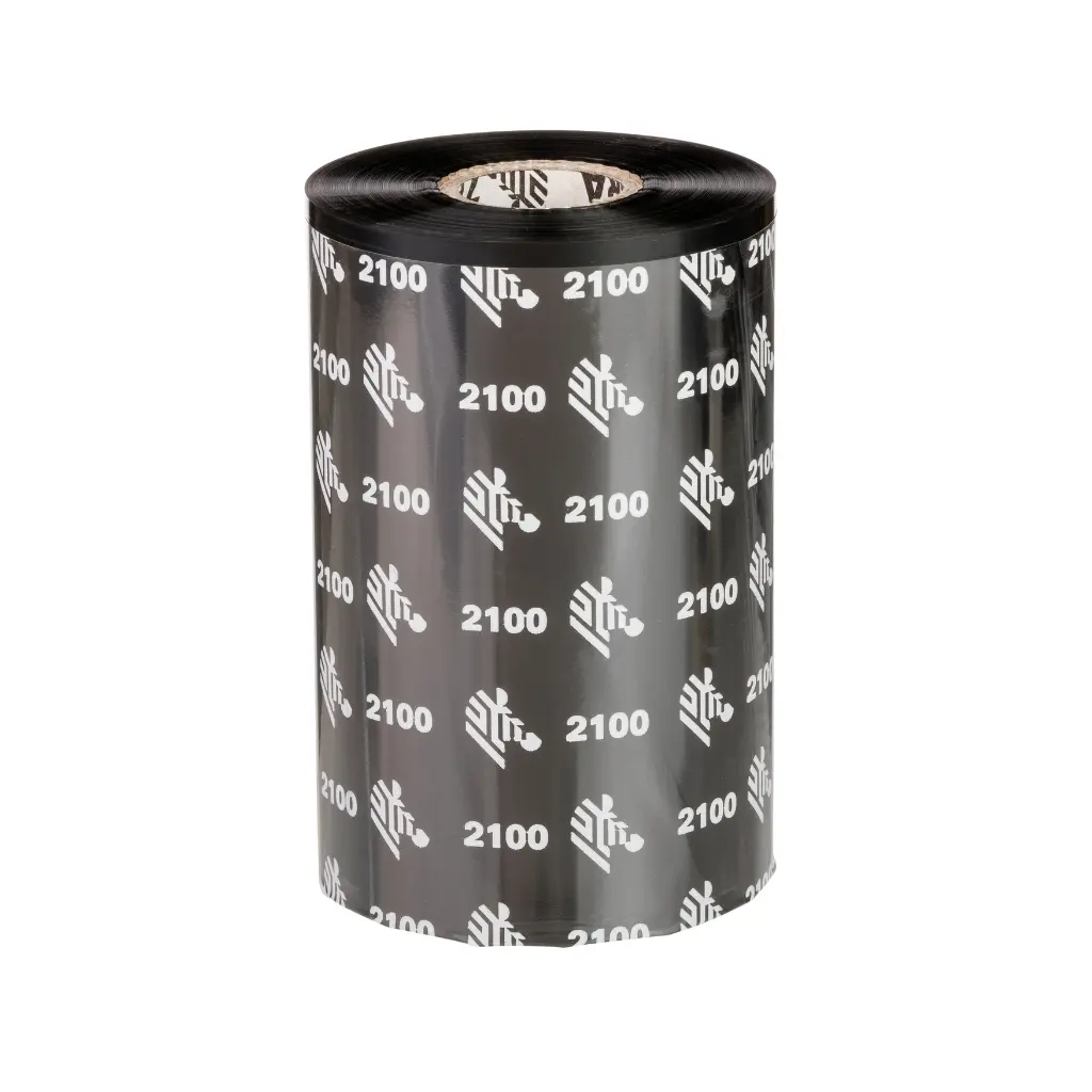 Cinta de transferencia térmica , Zebra , Cera / 2100, 110mmx450m, Negro, Núcleo 1".
