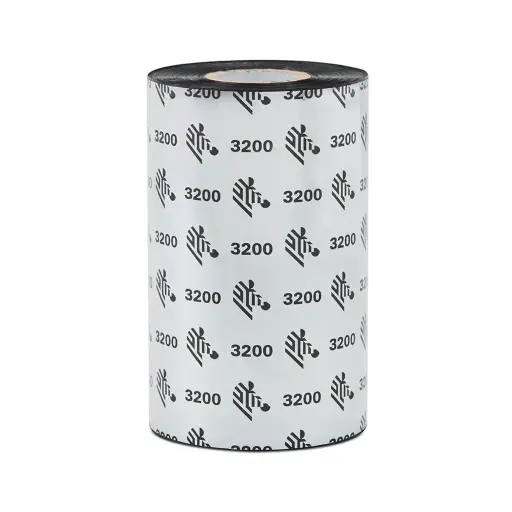 [03200BK22045] Cinta de transferencia térmica , Zebra , Cera-Resina  / 3200, 220mmx450m, Negro, Núcleo 1".